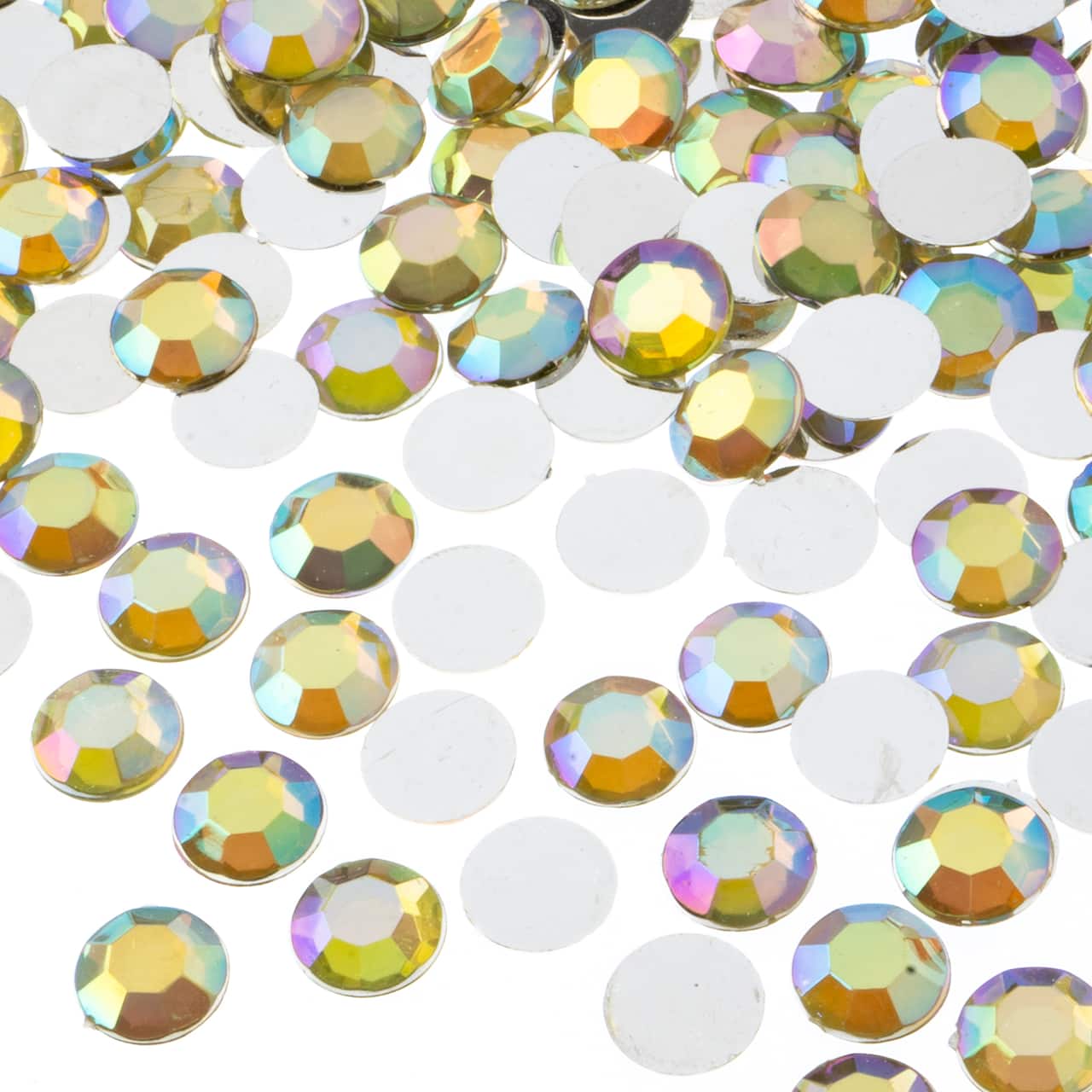 John Bead Acrylic Round Flat Back Rhinestones, 10mm